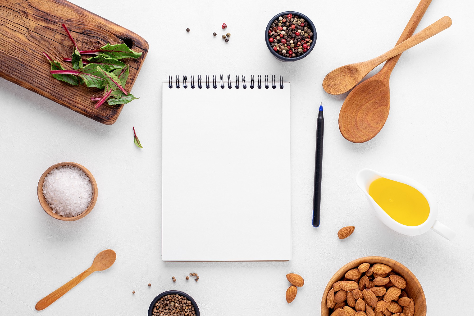 Compact flatlay of lesson notes and utensils